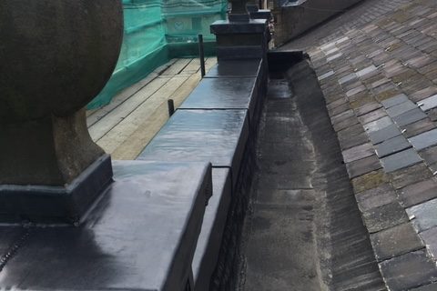 New Lead Capping to Copings with a EPDM Box Gutter, Yorkshire Bank, Skipton High Street